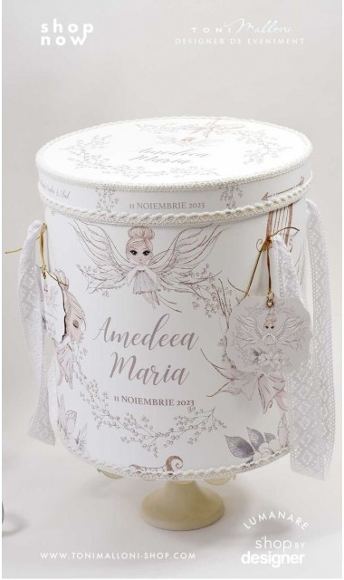 Trusou botez alb cu ingeri ideal pentru iarna Ingerul alb 2